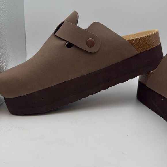 CUSHIONAIRE Women's Loom Cork Footbed Platform Clog SIZE 8 BROWN PREOWNED MARKS - Picture 5 of 8